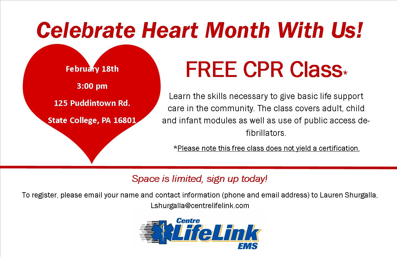 Free CPR Class in Recognition of Heart Month Centre Life